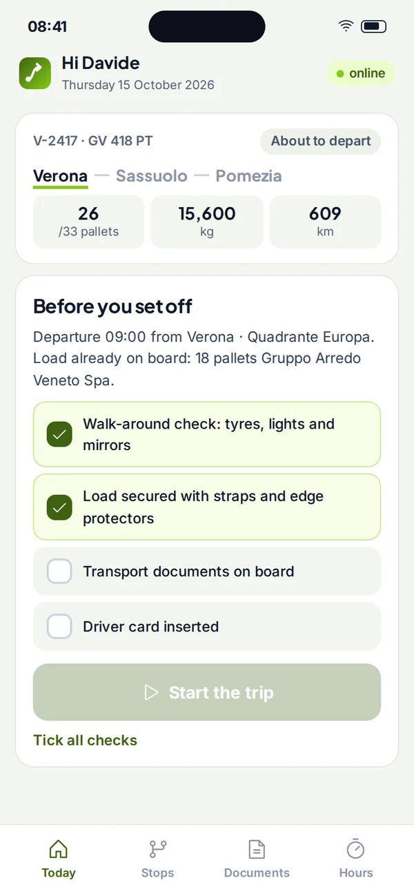 Pre-departure checks